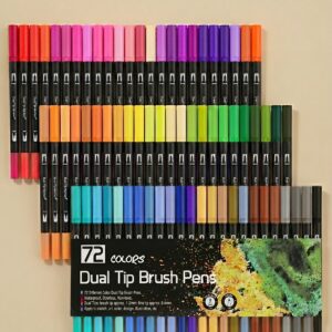 72 Marcadores De Doble Punta Tipo Pincel Colores
