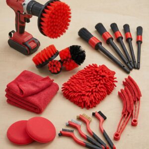 Kit 18 Piezas Limpieza De Auto Interior Y Exterior