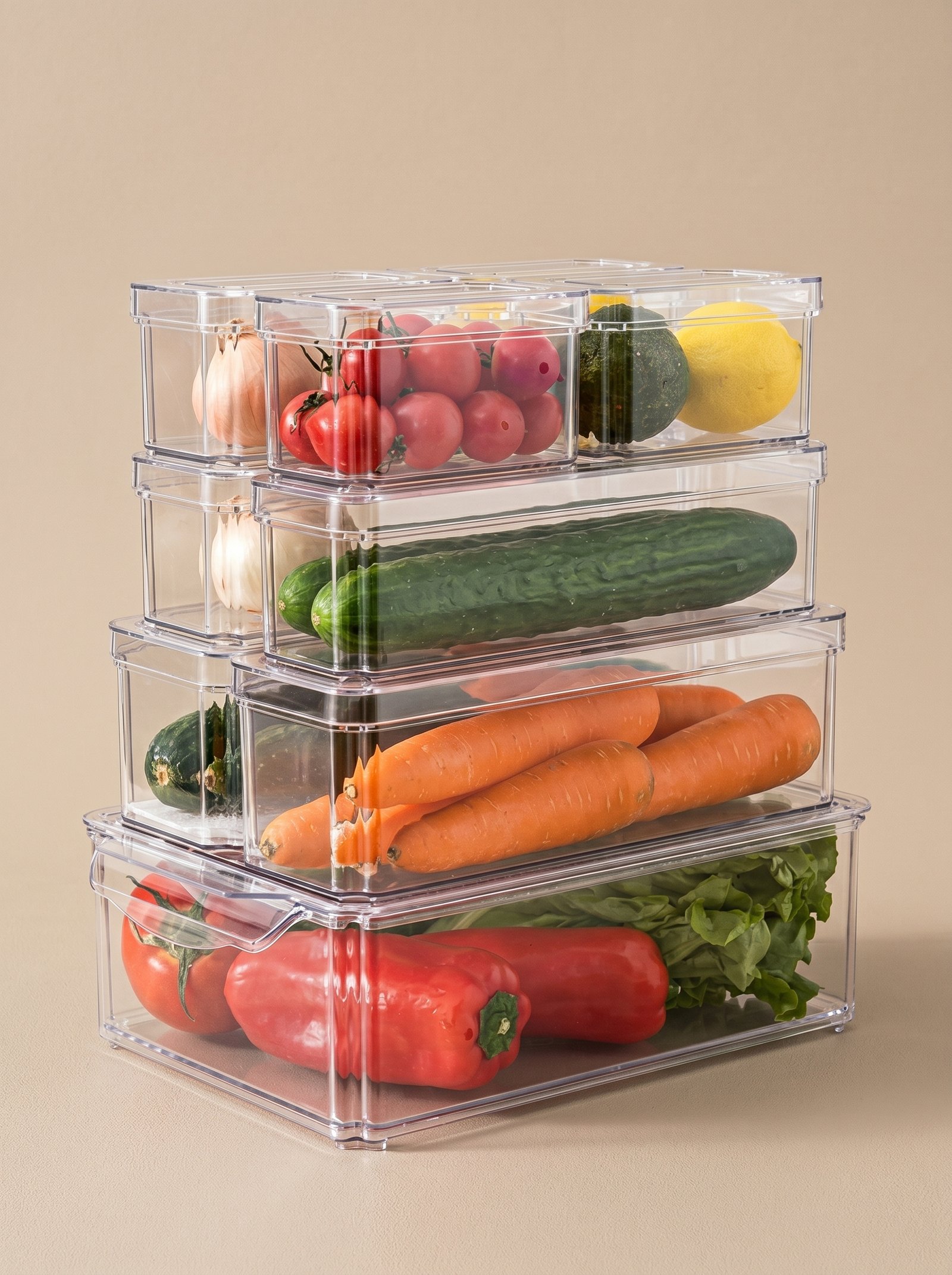 Organizador Refrigerador Cocina Set 7 Contenedores Con Tapa