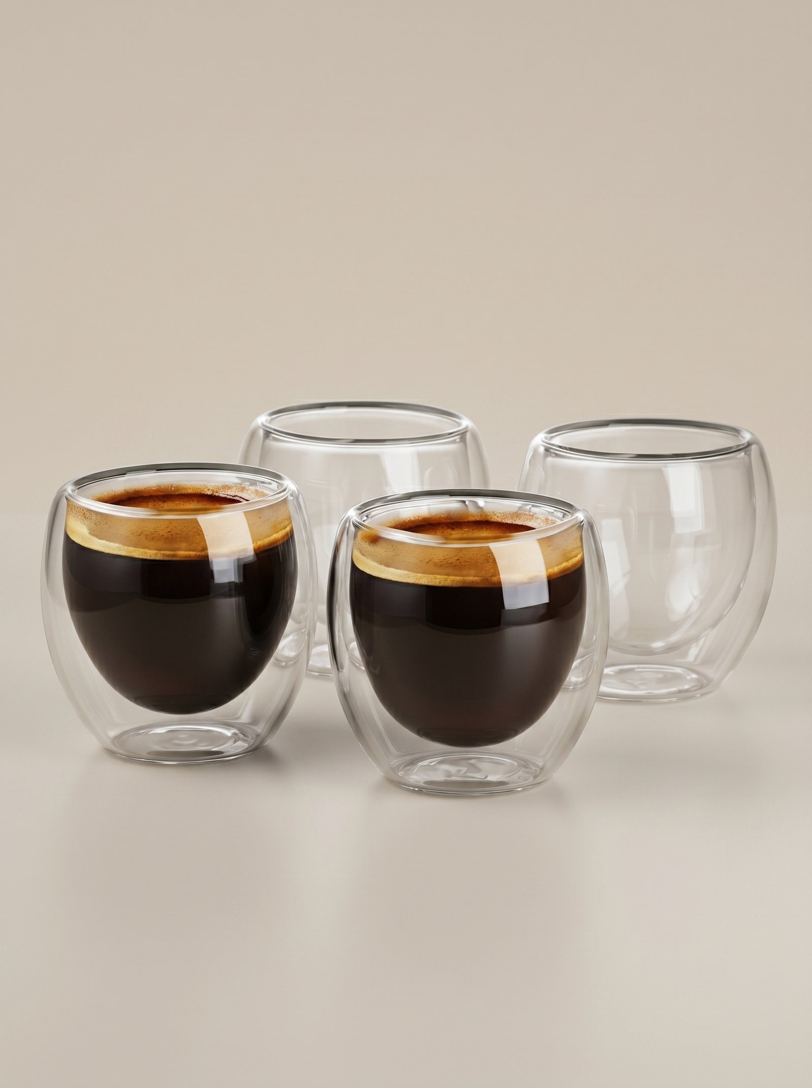 Pack 4 Tazas Doble Pared 250ml Frio, Caliente